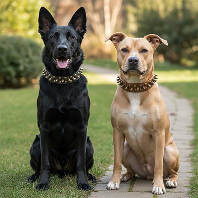 Collier chien robuste pour gros chiens-duo en promenade