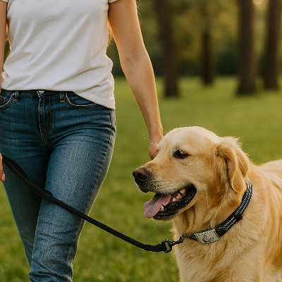 Collier chien rembourré noir pour golden retriever - confort premium et style